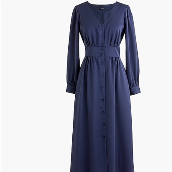 J Crew Button-front A-line Midi Dress Long Sleeve - Picture 3 of 8